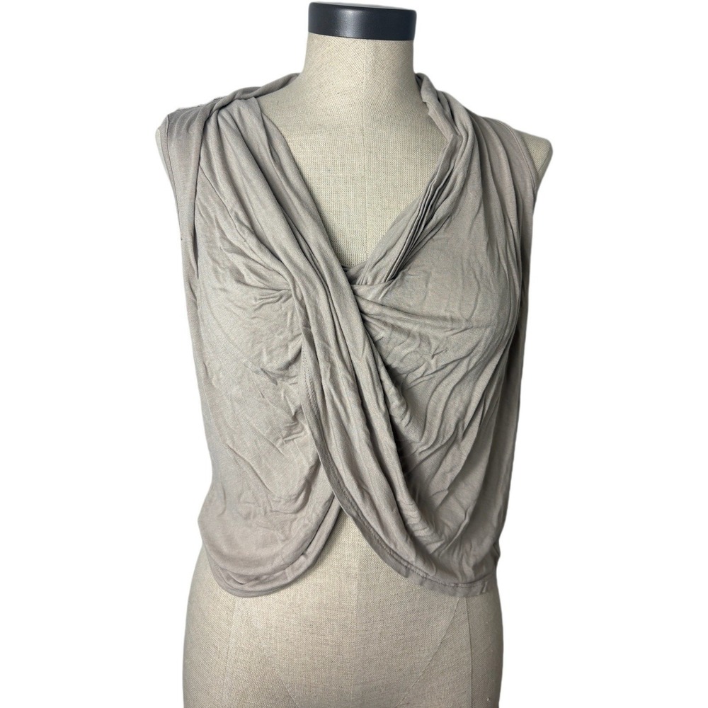 VTG Forever 21 Tan Beige Drape Cowl Neck Flowy Top Women's Small Boho Hippie